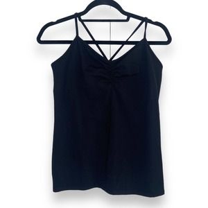 NWT Solow Sport Womens Athleisure Cami Medium Black Racerback Shelf Bra Logo